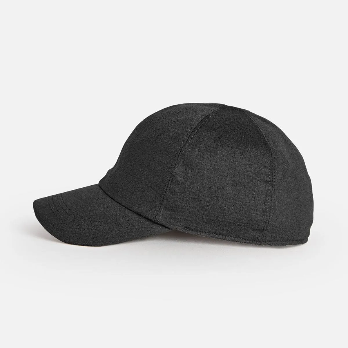 Dark Navy Wool & Cashmere Blend Baseball Cap