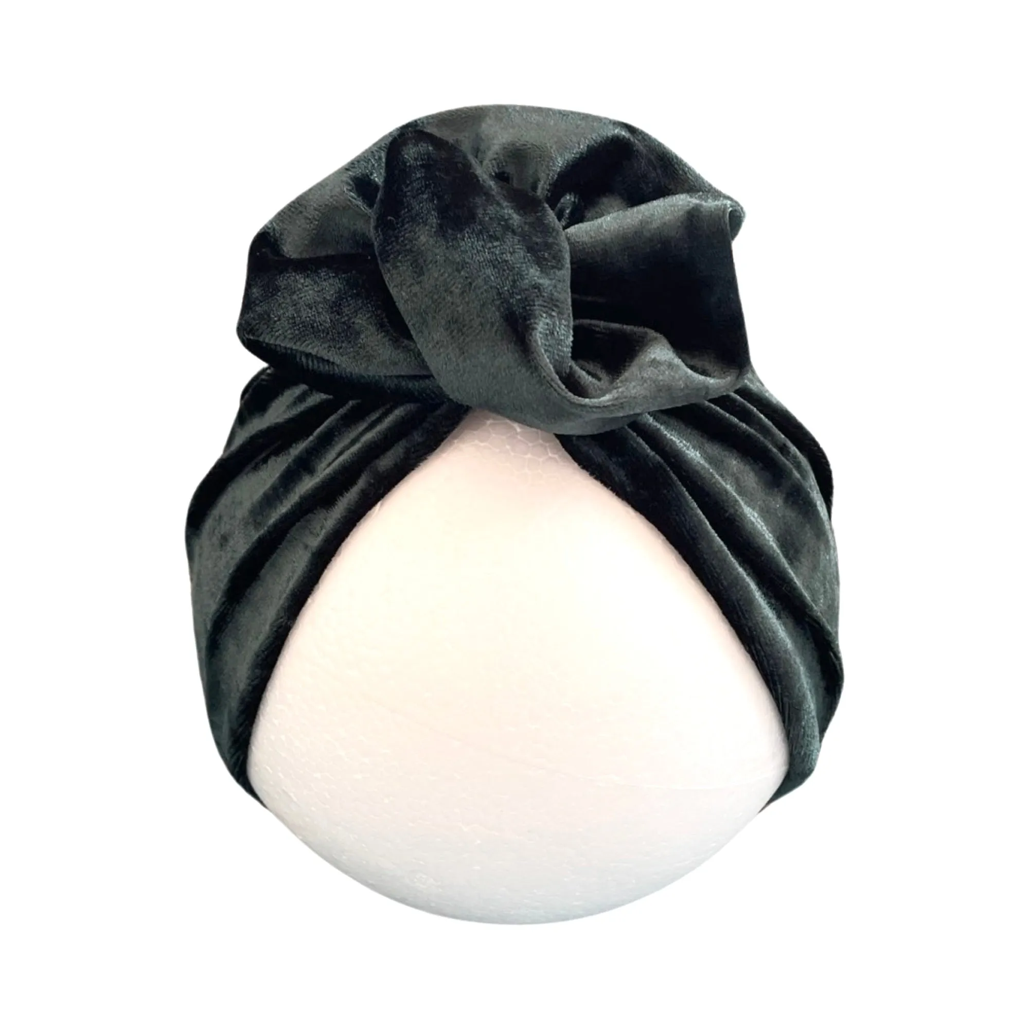 Dark Teal Luxury Velvet Baby Girl Fashion Turban Hat Size 6-18 Months