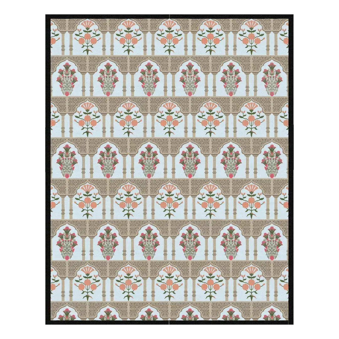 Floral Gates Hand Tufted Rug - Black Border