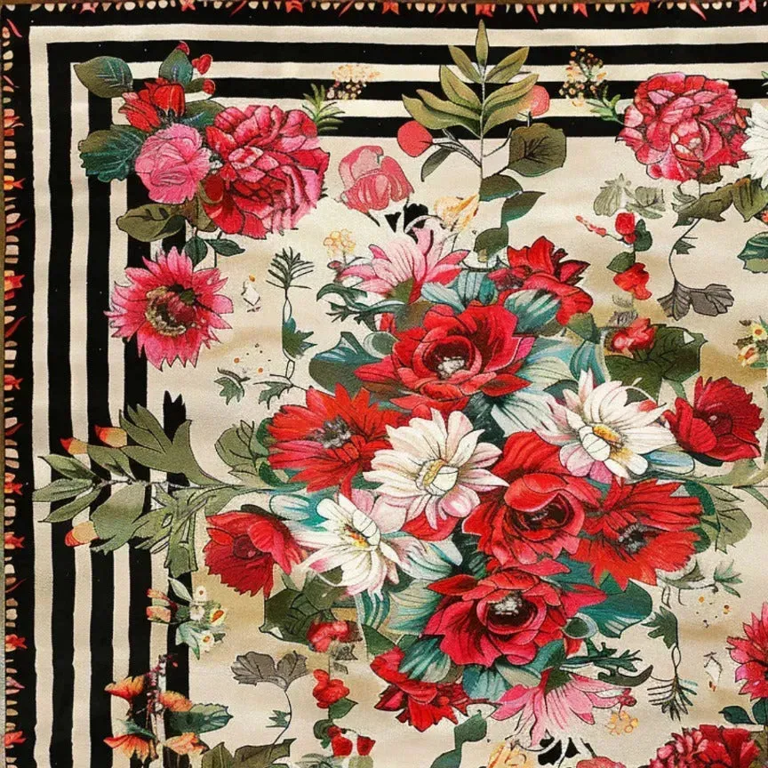 Flourish Fields Floral Wool Hand Knotted Area Rug