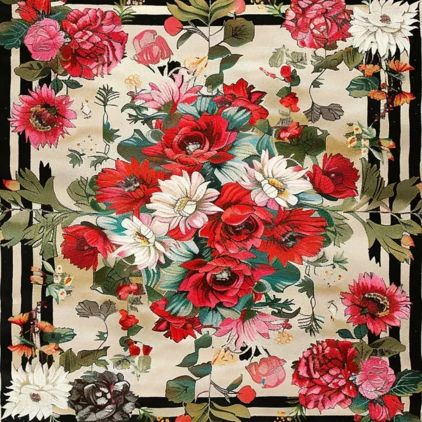 Flourish Fields Floral Wool Hand Knotted Area Rug