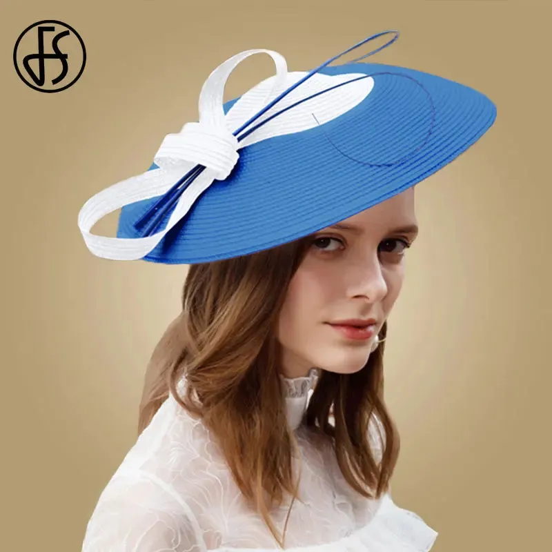 FS Fascinators Black White Weddings Pillbox Hat For Women Church Hat Sraw Fedora Black Wide Ladies Dress Sinamay Derby Hats