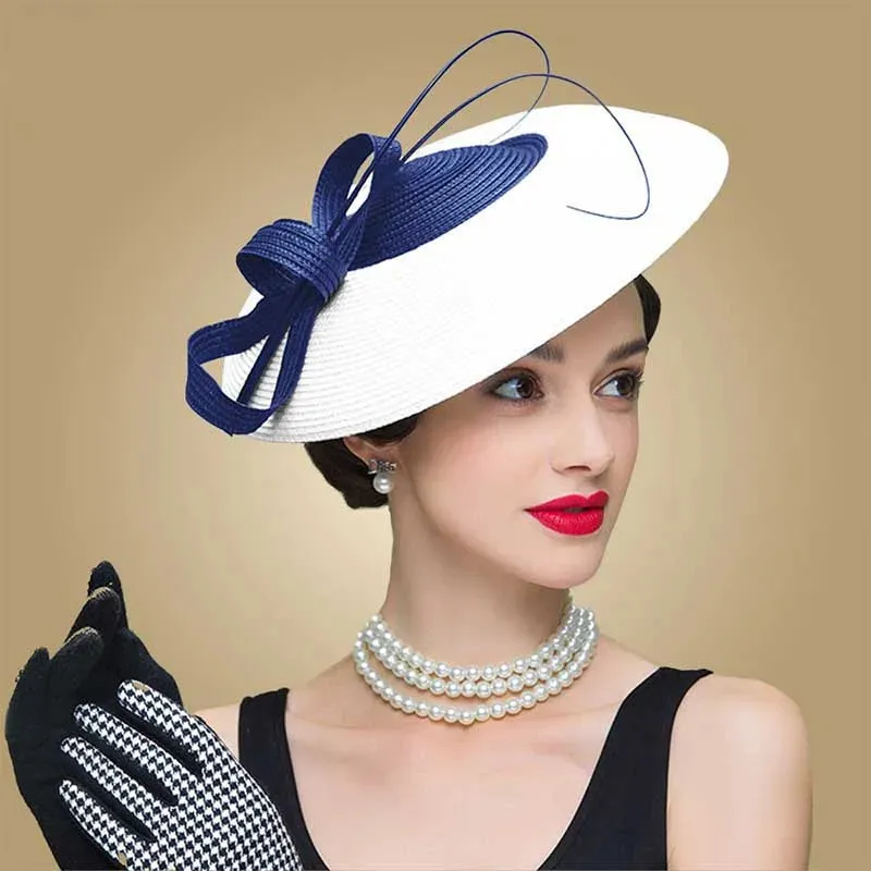 FS Fascinators Black White Weddings Pillbox Hat For Women Church Hat Sraw Fedora Black Wide Ladies Dress Sinamay Derby Hats