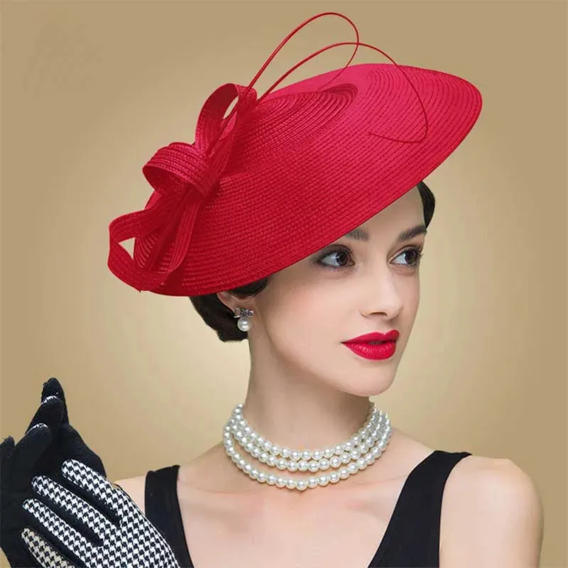 FS Fascinators Black White Weddings Pillbox Hat For Women Church Hat Sraw Fedora Black Wide Ladies Dress Sinamay Derby Hats