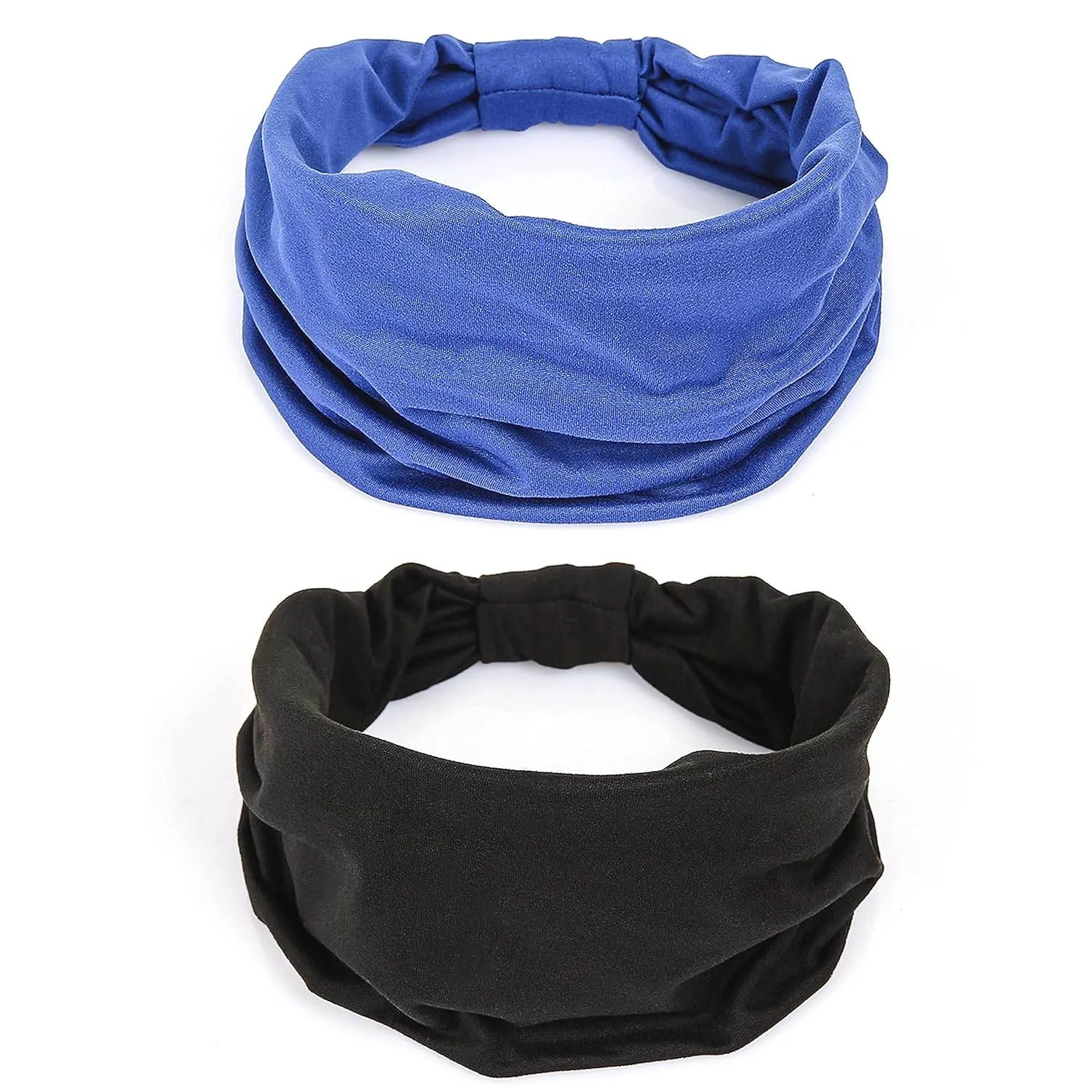 GILI 6 Pack Wide Headbands for Women Non Slip Soft Elastic Hair Bands Yoga Running Sports Workout Gym Head Wraps, Knotted Cotton Cloth African Turbans Bandana (with 6 Pcs Hair Ties)