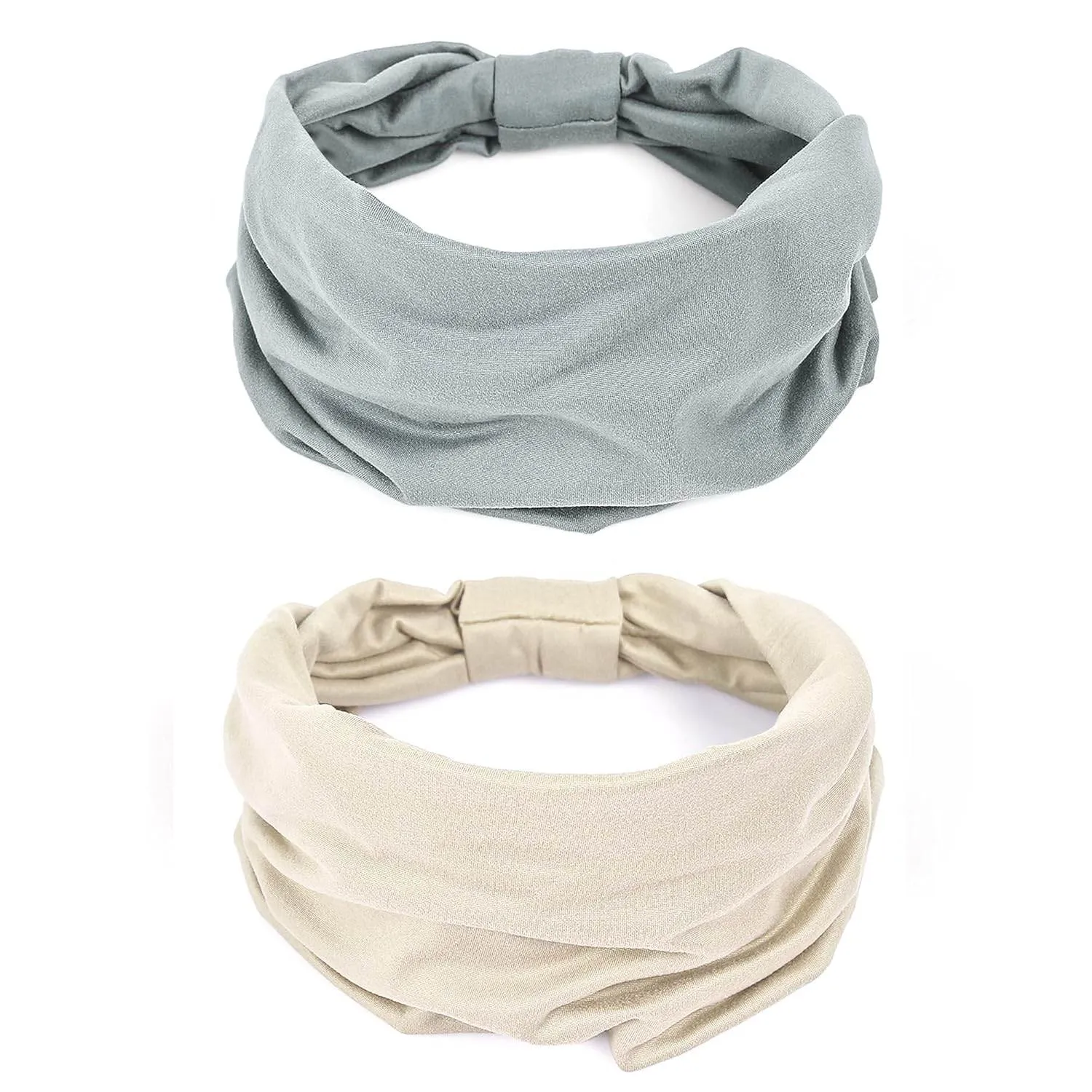 GILI 6 Pack Wide Headbands for Women Non Slip Soft Elastic Hair Bands Yoga Running Sports Workout Gym Head Wraps, Knotted Cotton Cloth African Turbans Bandana (with 6 Pcs Hair Ties)