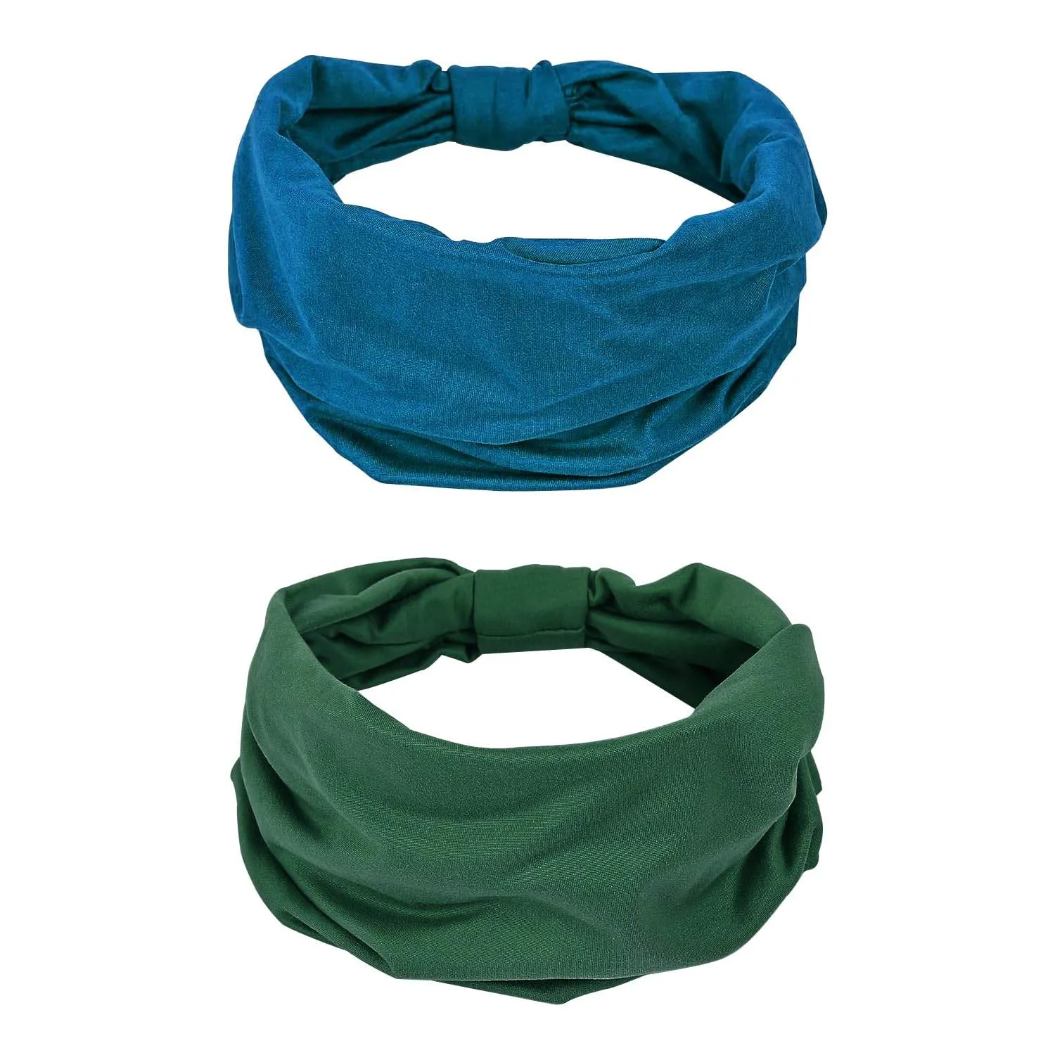 GILI 6 Pack Wide Headbands for Women Non Slip Soft Elastic Hair Bands Yoga Running Sports Workout Gym Head Wraps, Knotted Cotton Cloth African Turbans Bandana (with 6 Pcs Hair Ties)