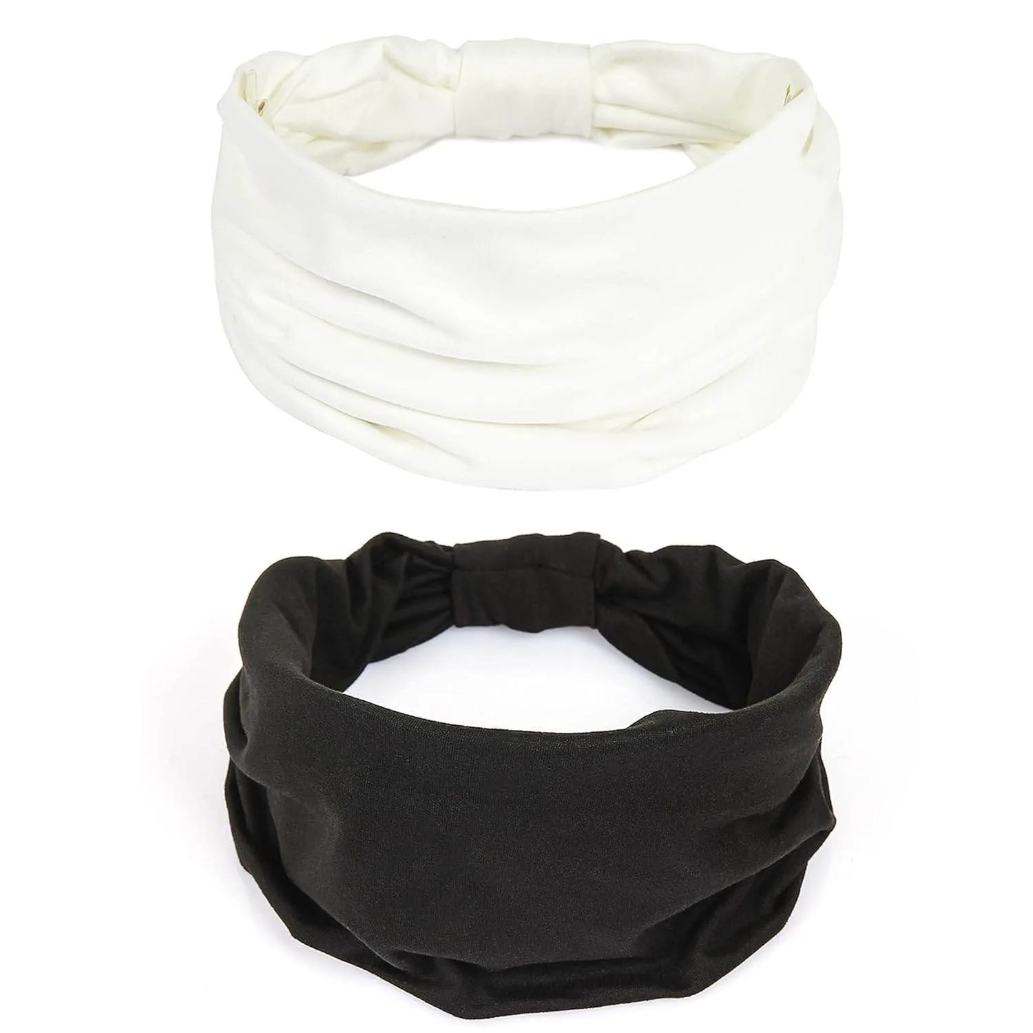 GILI 6 Pack Wide Headbands for Women Non Slip Soft Elastic Hair Bands Yoga Running Sports Workout Gym Head Wraps, Knotted Cotton Cloth African Turbans Bandana (with 6 Pcs Hair Ties)