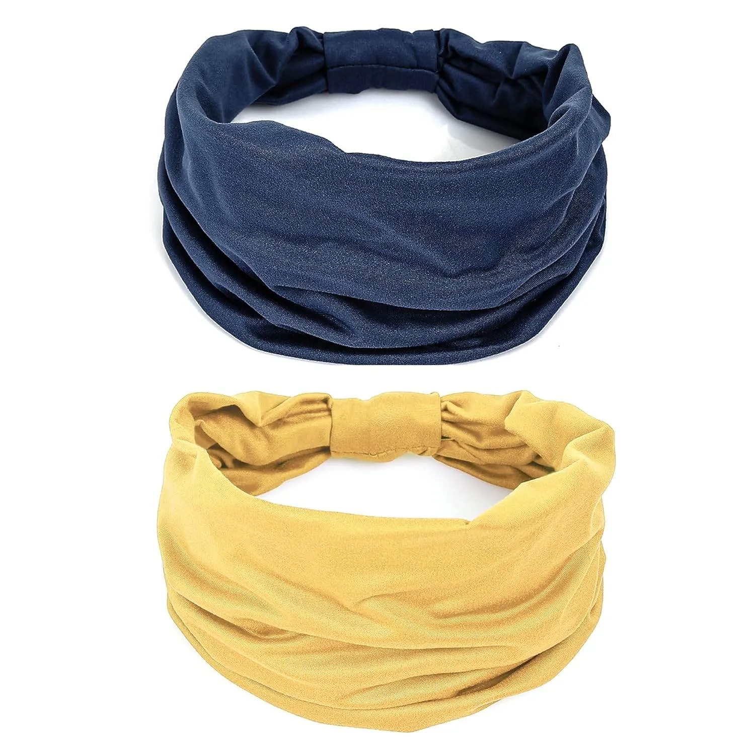 GILI 6 Pack Wide Headbands for Women Non Slip Soft Elastic Hair Bands Yoga Running Sports Workout Gym Head Wraps, Knotted Cotton Cloth African Turbans Bandana (with 6 Pcs Hair Ties)