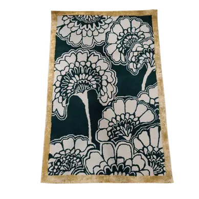 Golden Gingko Leaf Hand Tufted Wool Rug