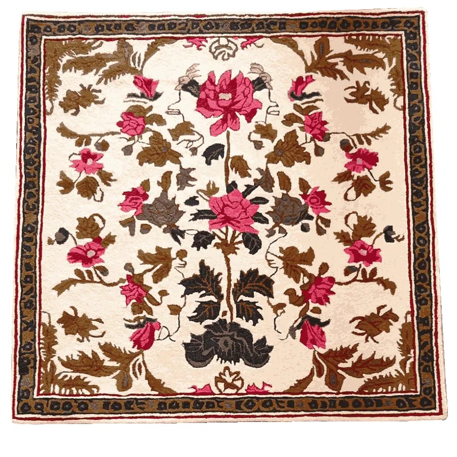 Golden Glory Square Hand Tufted Wool Rug