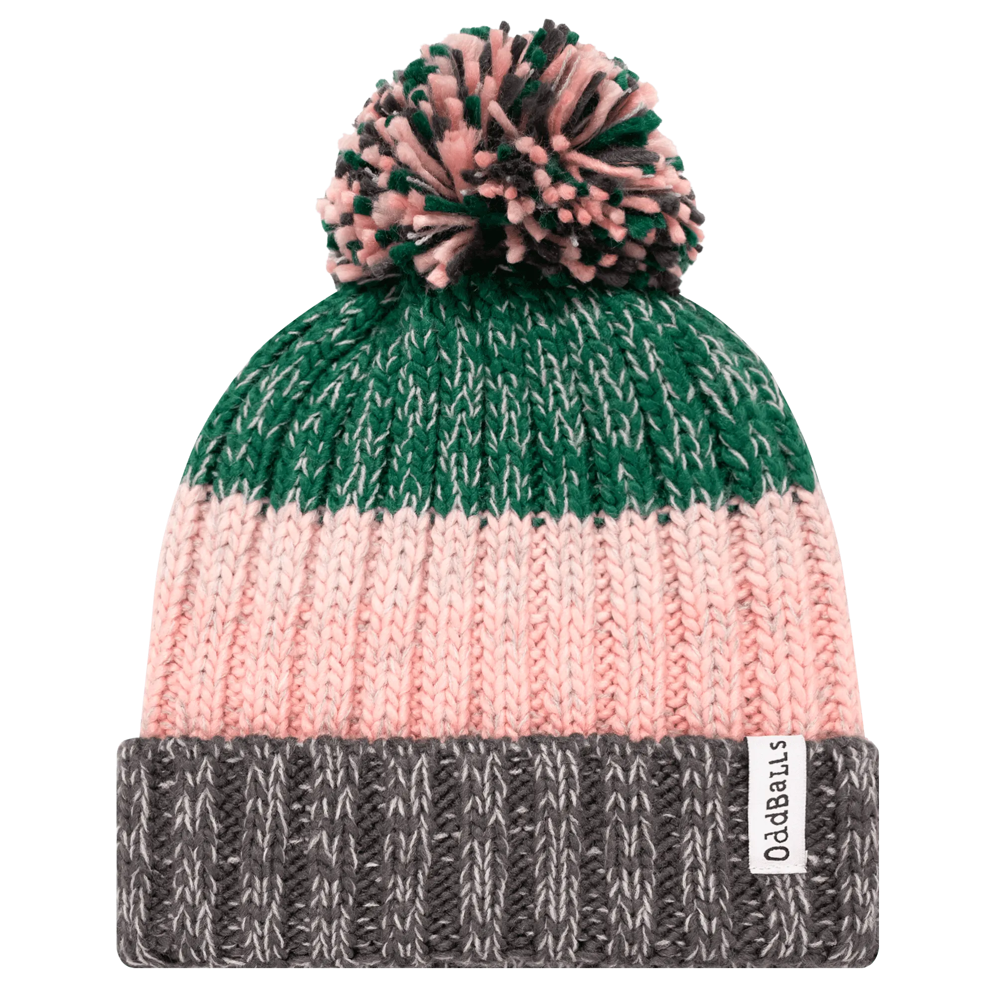 Green | Charcoal | Dusky Pink | Nude - Knitted Bobble Hat