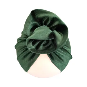 Green Stretchy Velvet Rosette Baby Girl Turban Hat 6-18months
