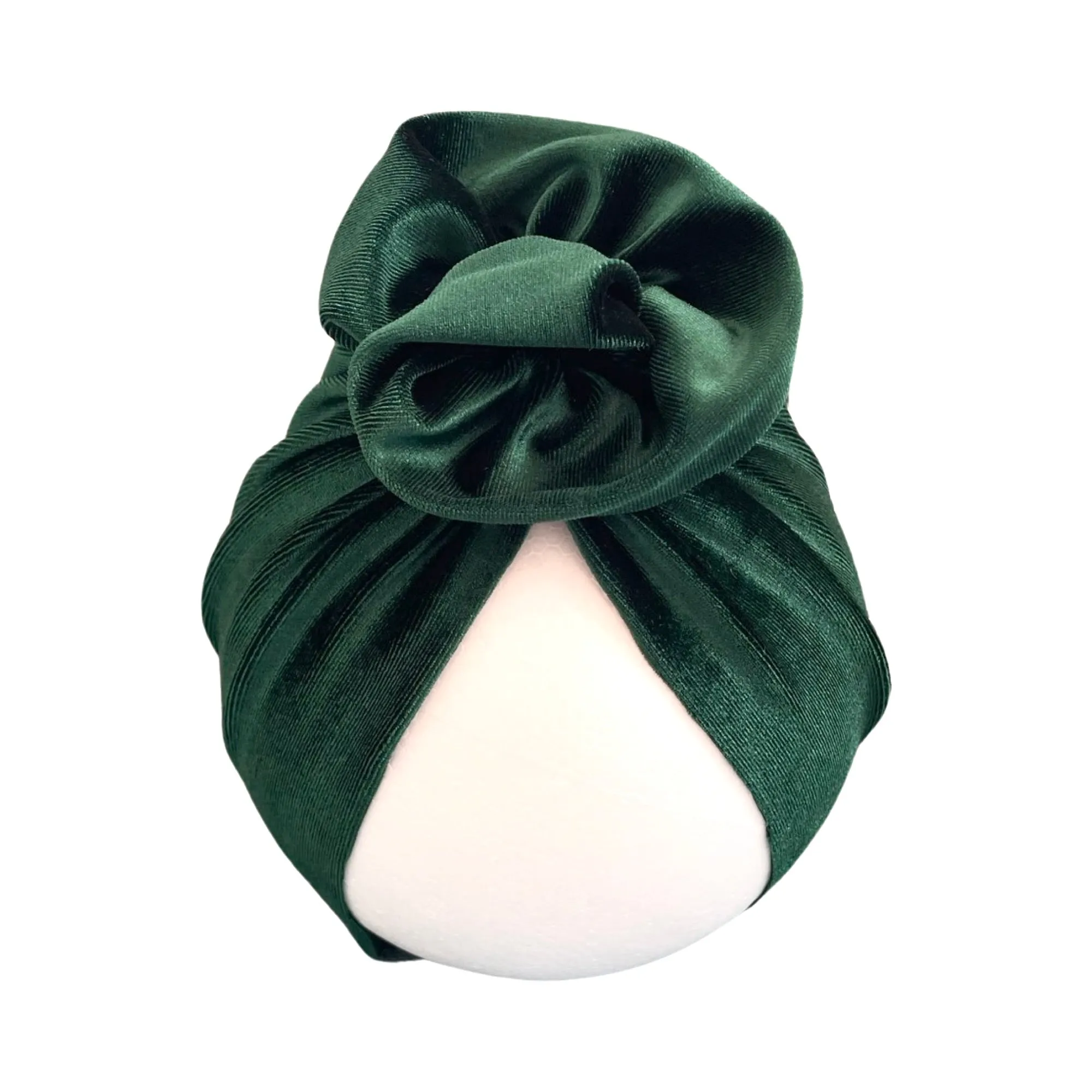 Green Stretchy Velvet Rosette Baby Girl Turban Hat 6-18months
