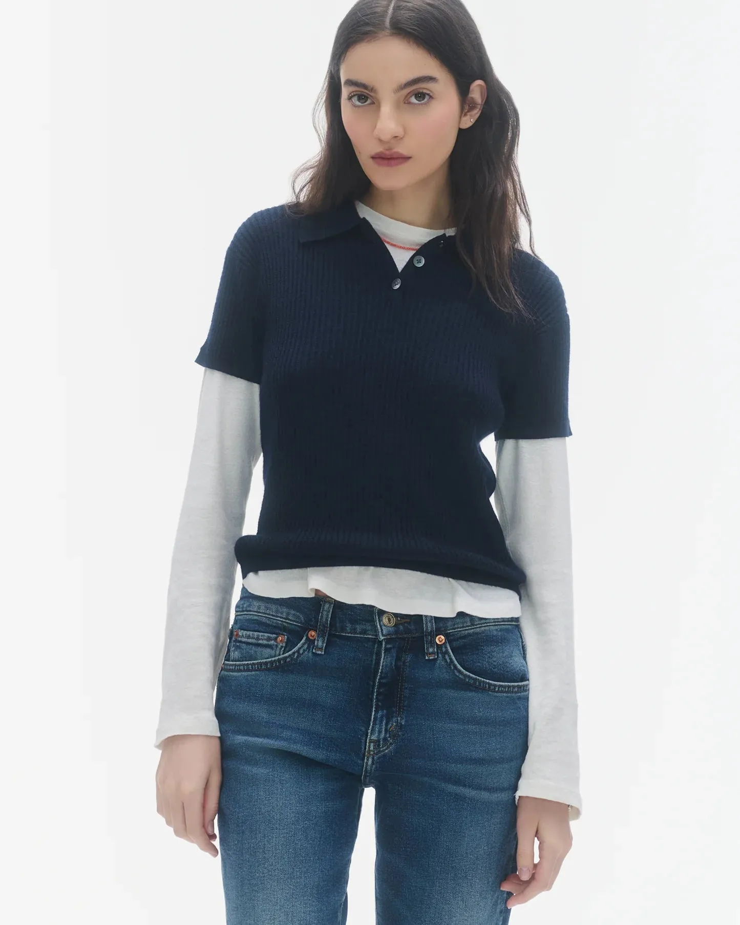Guest in Residence Shrunken Polo Shirt in Midnight