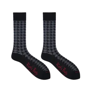 Houndstooth Monochrome Luxury Cashmere Blend Socks