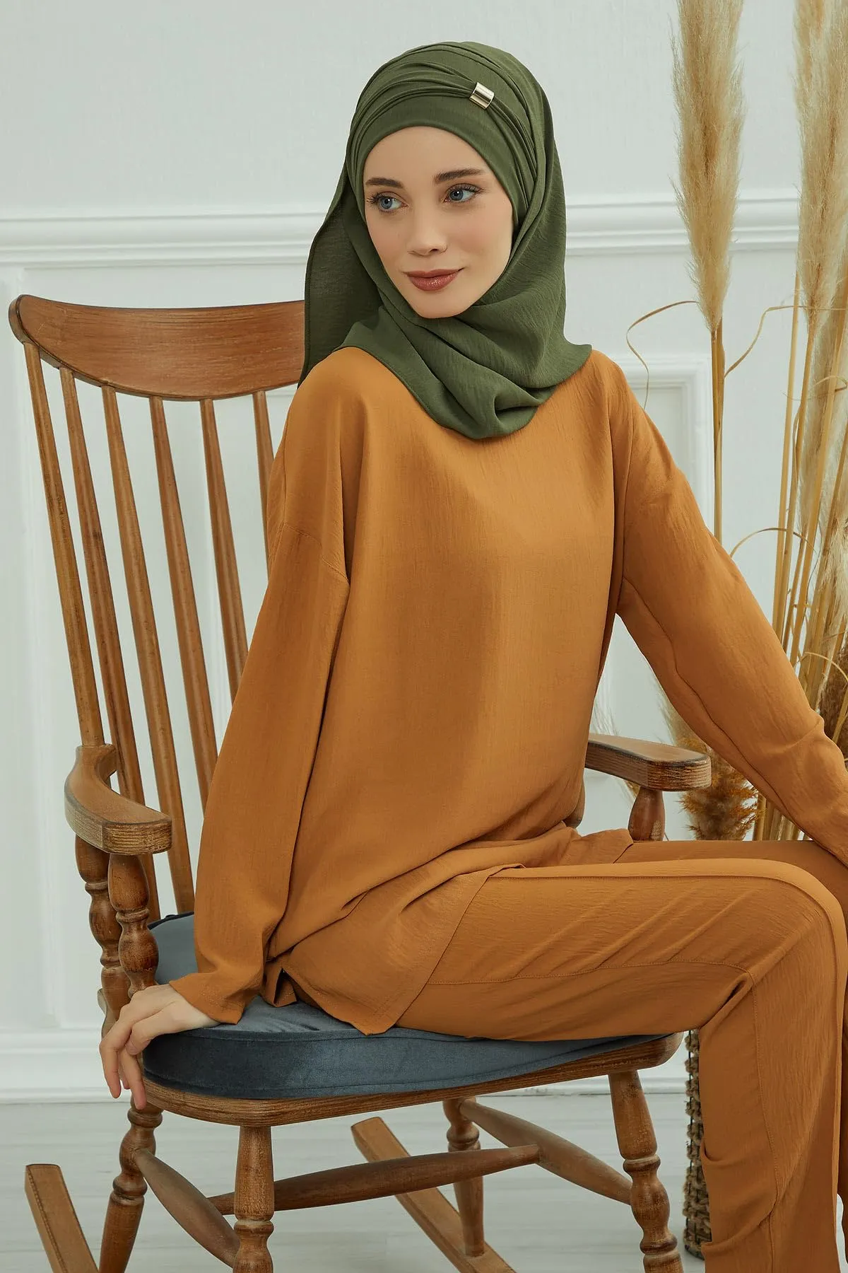 Instant Turban Lightweight Aerobin Scarf Shawl Head Turbans For Women Headwear With Unique Accessory Stylish Design, Army Green