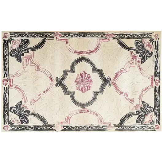 Ivory Bloom Border Hand Tufted Rug