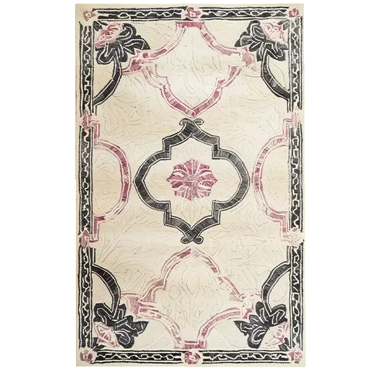 Ivory Bloom Border Hand Tufted Rug