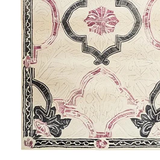 Ivory Bloom Border Hand Tufted Rug