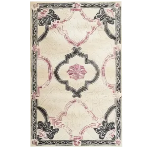 Ivory Bloom Border Hand Tufted Rug