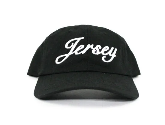Jersey Unconstructed Baseball Adjustable Dad Hat (Black)