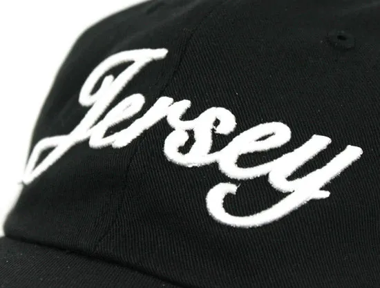 Jersey Unconstructed Baseball Adjustable Dad Hat (Black)