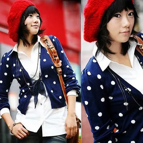 Korean Sweet Crochet Warm Solid Color Beret/Baggy Beanie