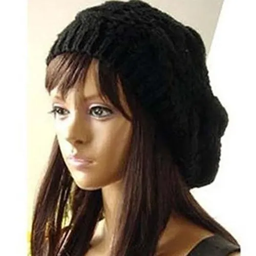 Korean Sweet Crochet Warm Solid Color Beret/Baggy Beanie