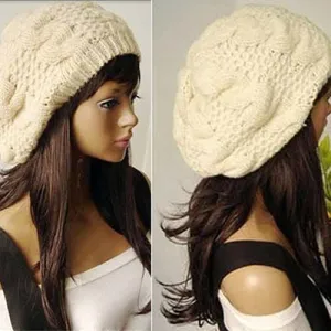 Korean Sweet Crochet Warm Solid Color Beret/Baggy Beanie