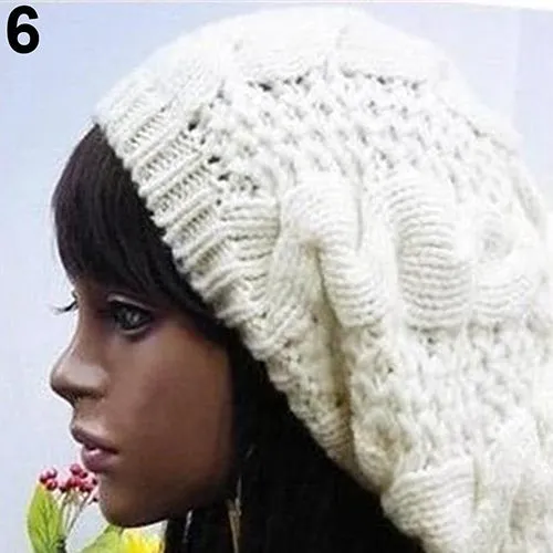 Korean Sweet Crochet Warm Solid Color Beret/Baggy Beanie