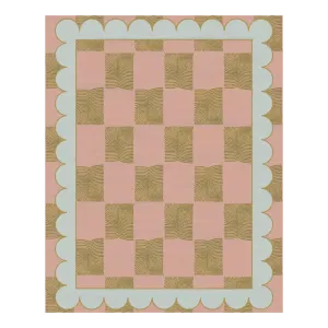 Leaf Checker Scallop Pastel Hand Tufted Rug