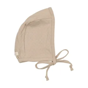Lilette Dotted Pointelle Bonnet - Sand
