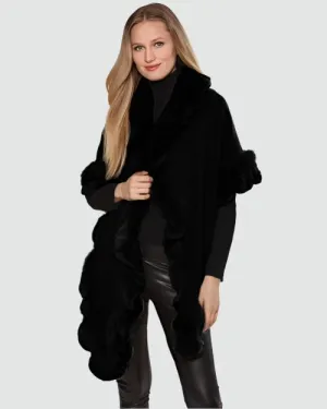 LINDA RICHARDS | Fur & Cashmere Shawl | Black