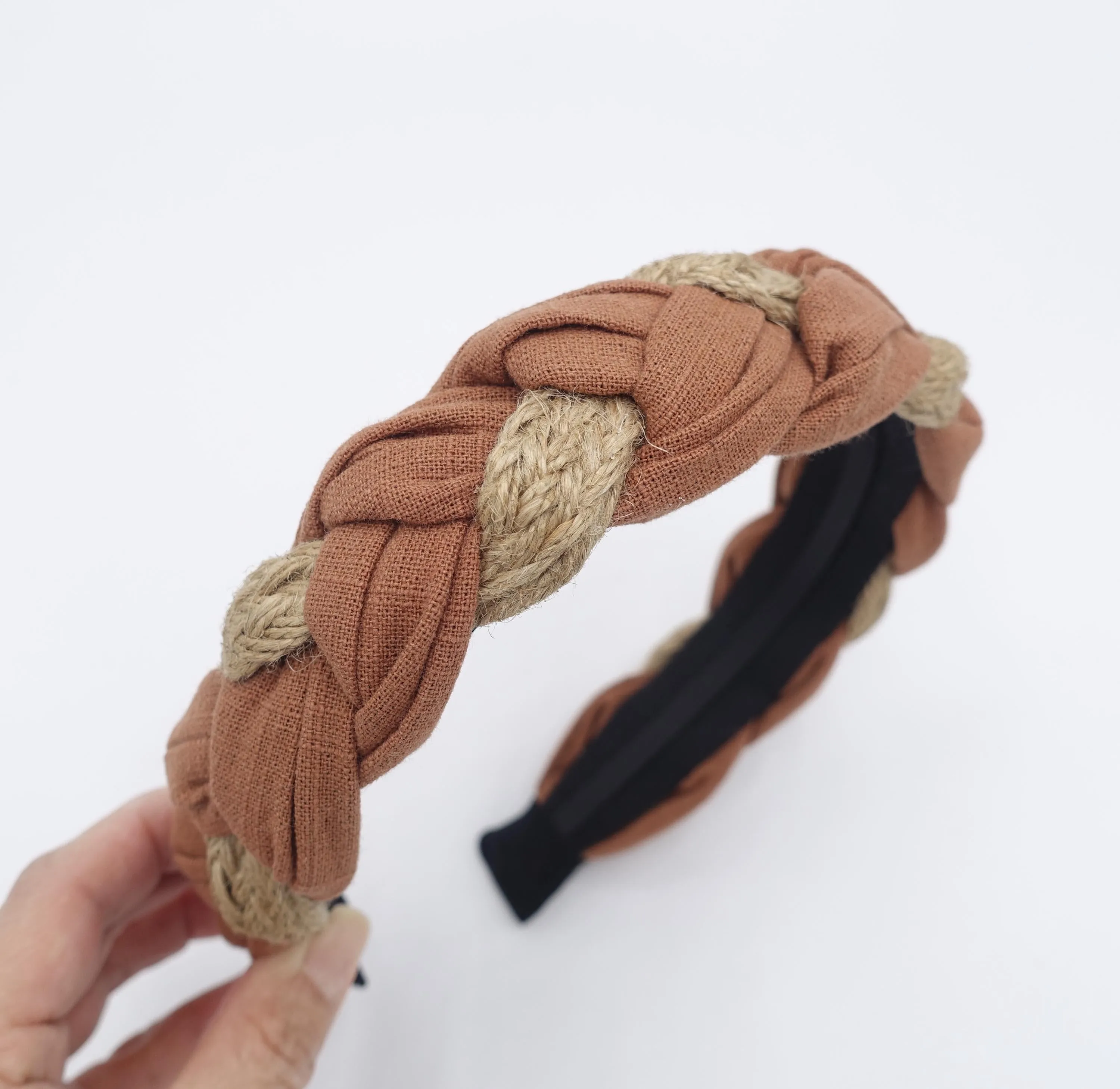linen rattan headband, braided headband for women