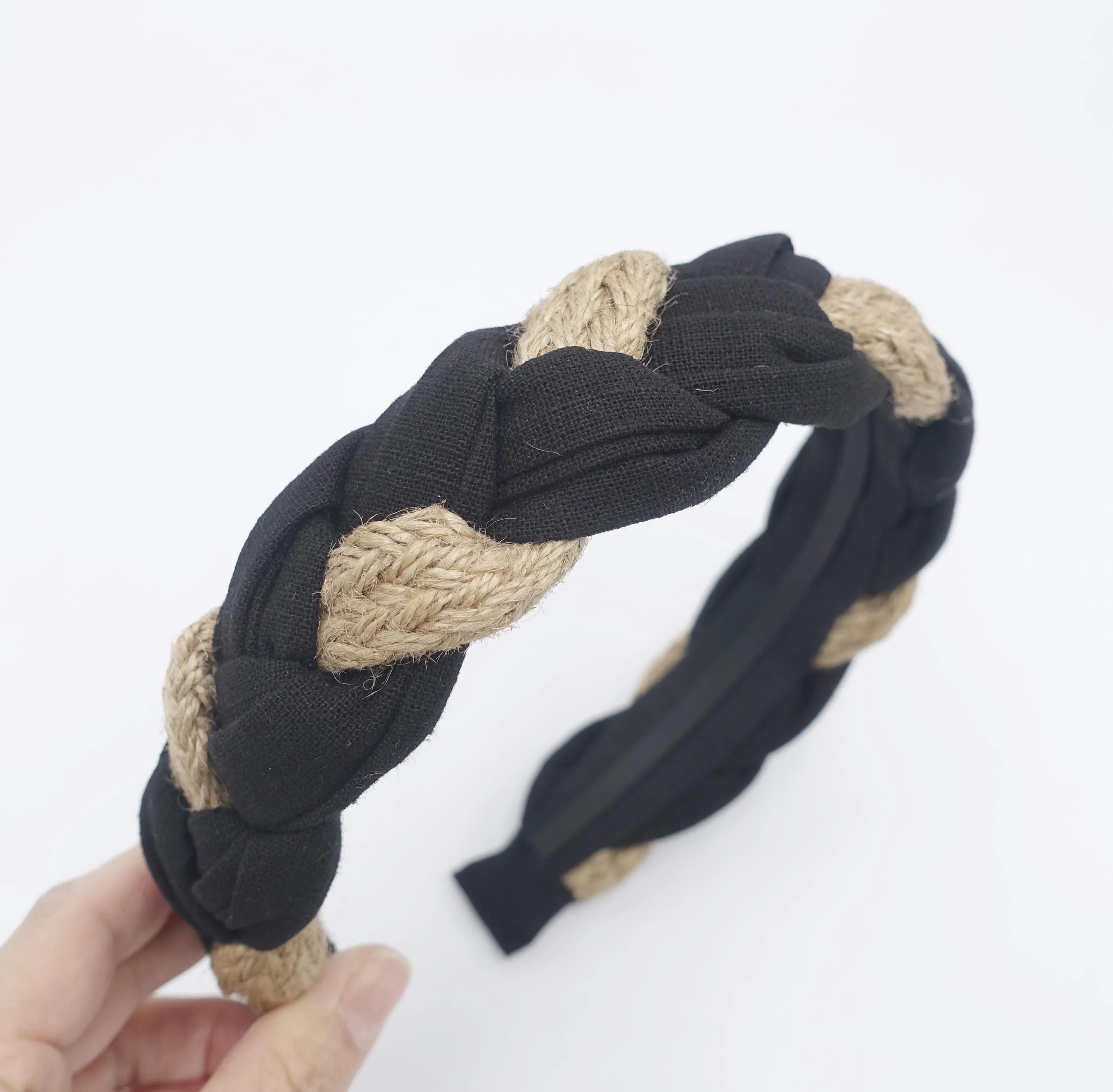 linen rattan headband, braided headband for women