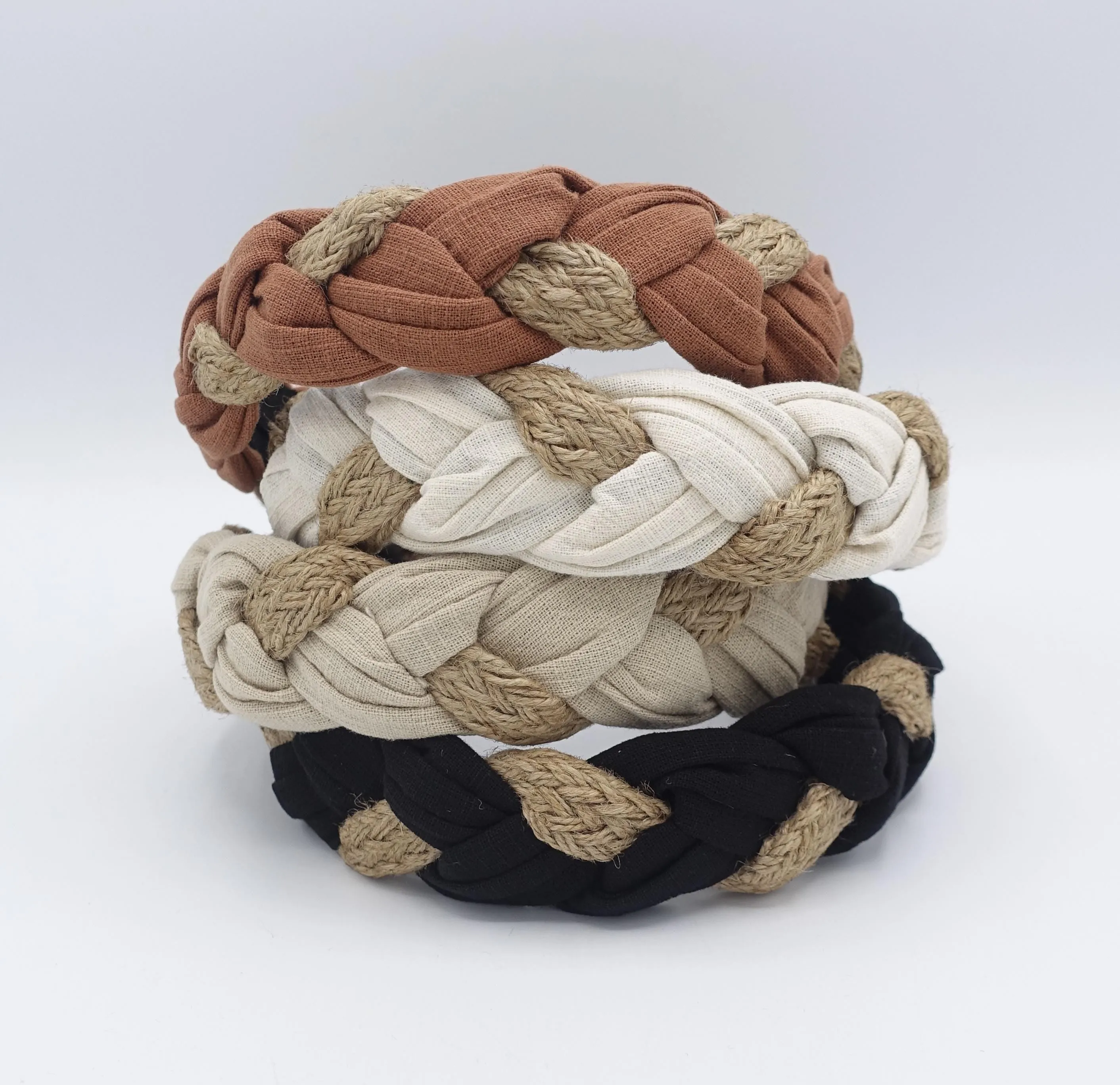 linen rattan headband, braided headband for women