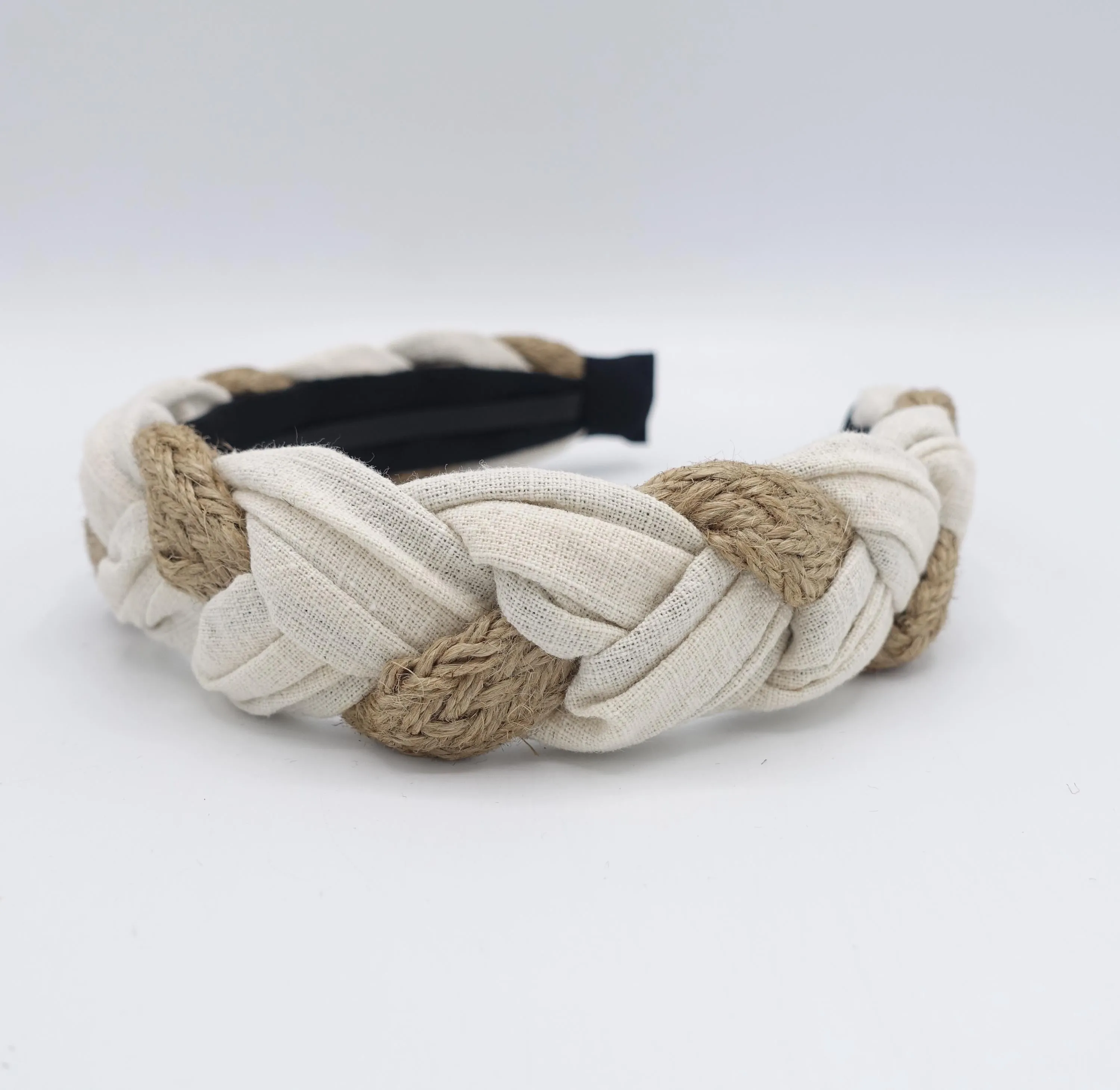 linen rattan headband, braided headband for women