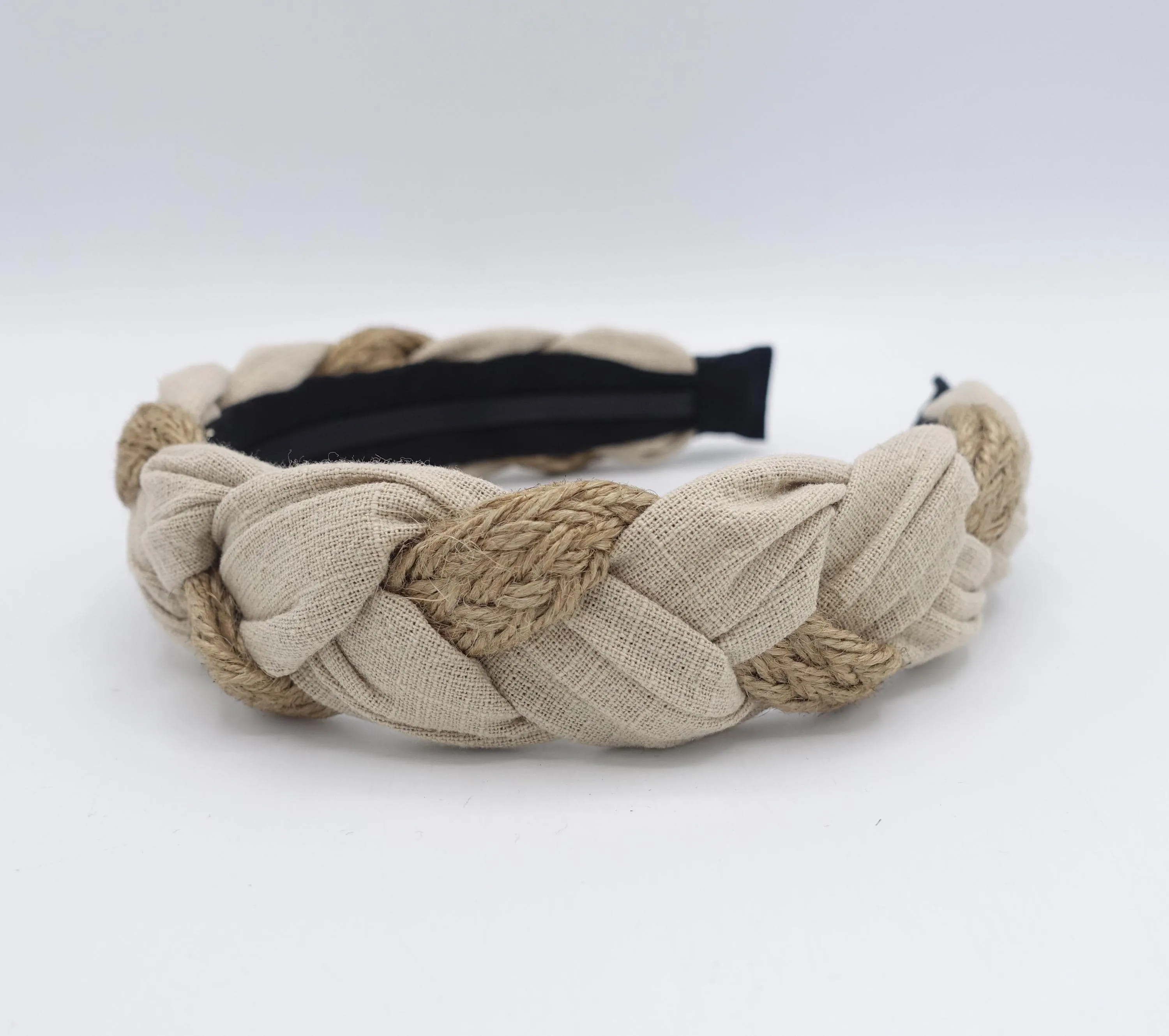 linen rattan headband, braided headband for women