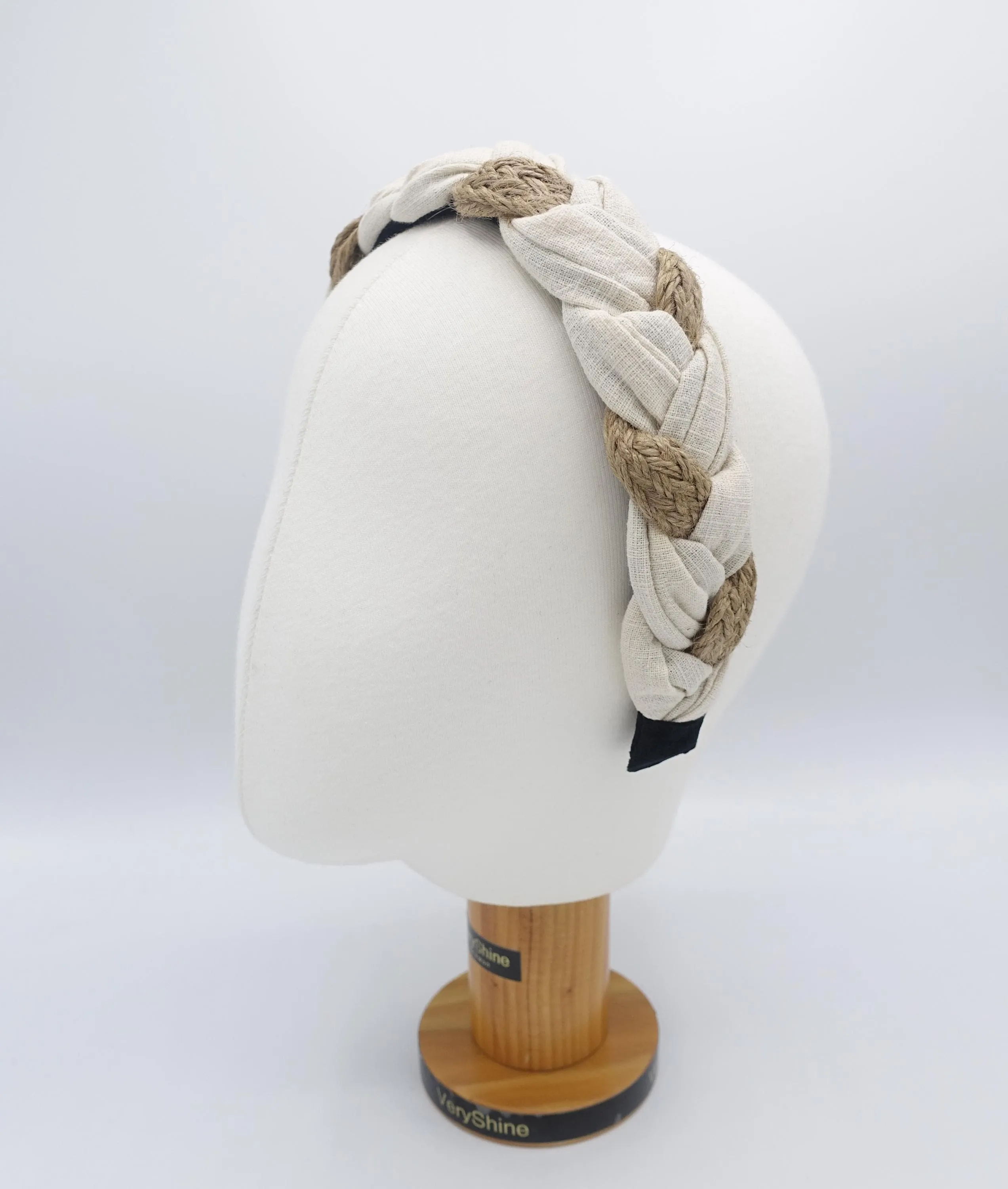 linen rattan headband, braided headband for women