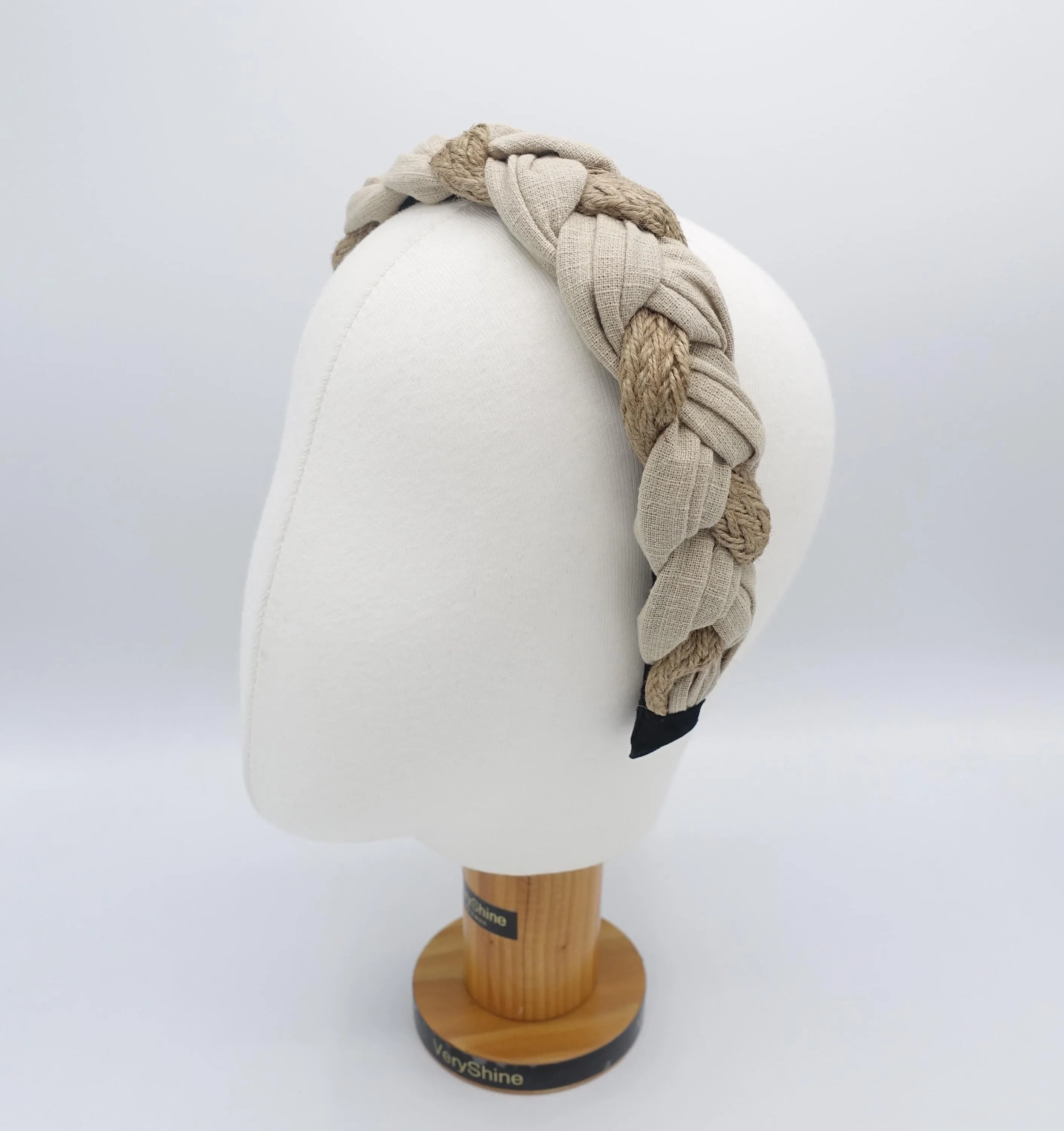 linen rattan headband, braided headband for women