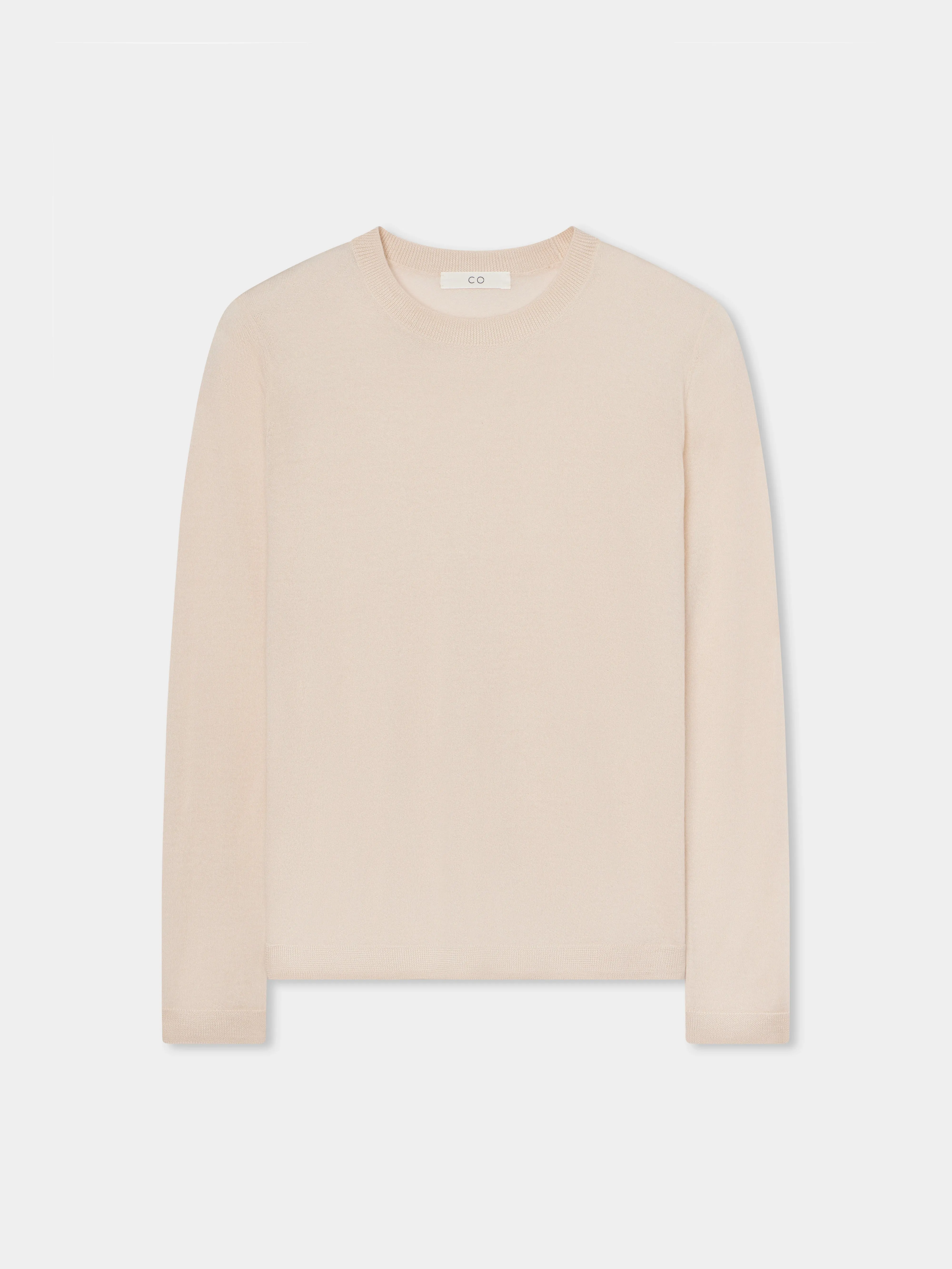 Long Sleeve Crew in Fine Cashmere - Whisper Pink