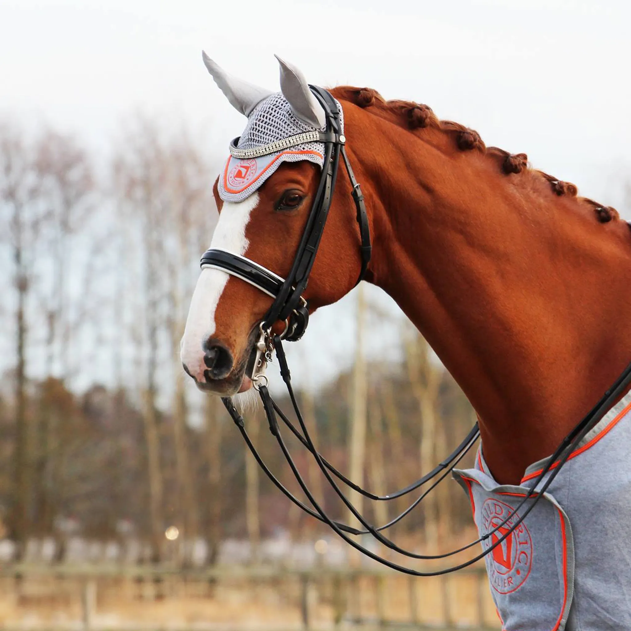 Luc Childeric Ear Bonnet Grey & Orange