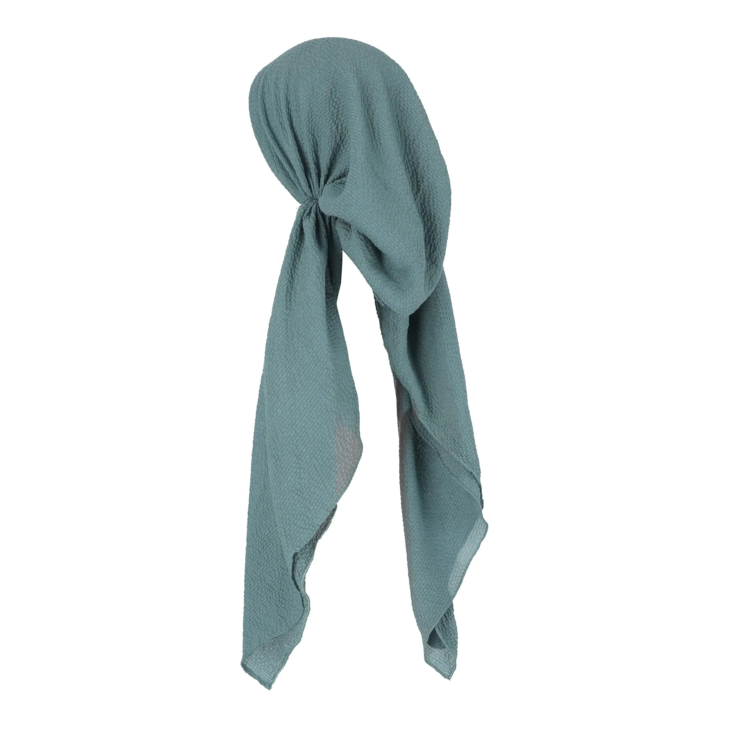 Madison Headwear Pretied Hair Scarves For Women Featuring A Unique Sparkly Foil Finish And Stretchy Ribbed Fabric (Crimped Solid TEAL)