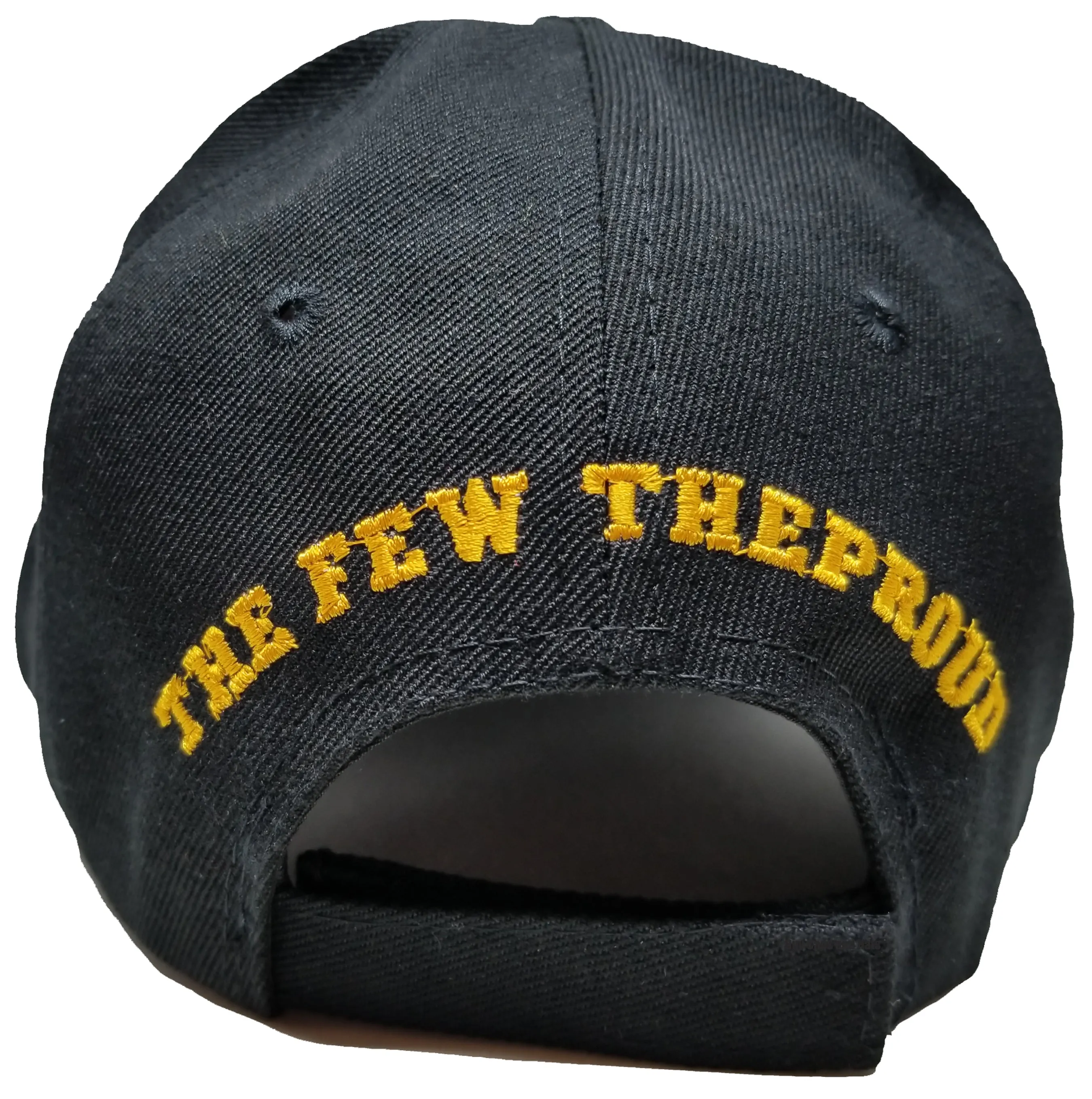 Marine Veteran Hat, Black and Red Baseball Cap with American Flag, Adjustable Size, Embroidered