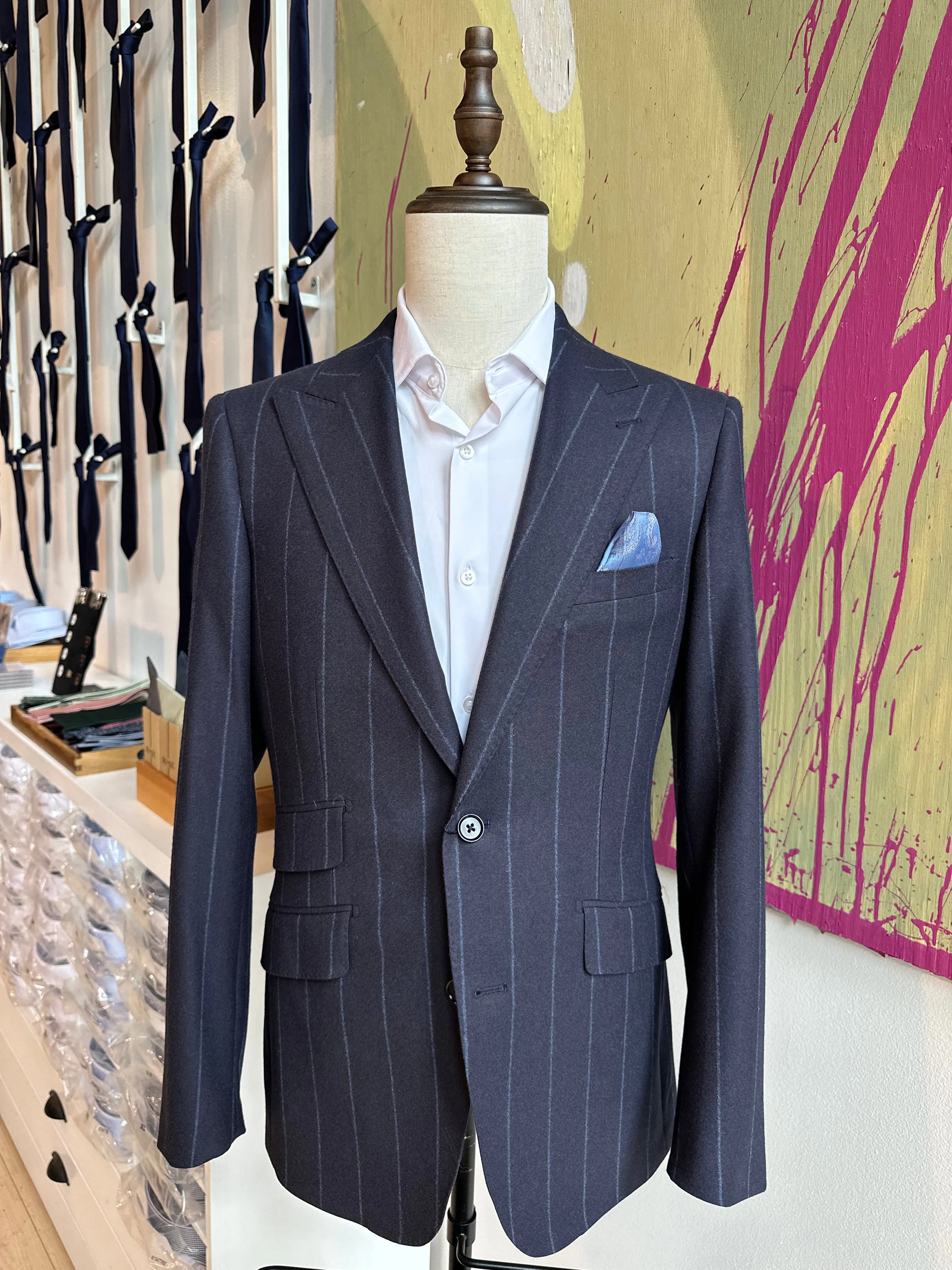 Navy Chalkstripe Flannel Premium Suit