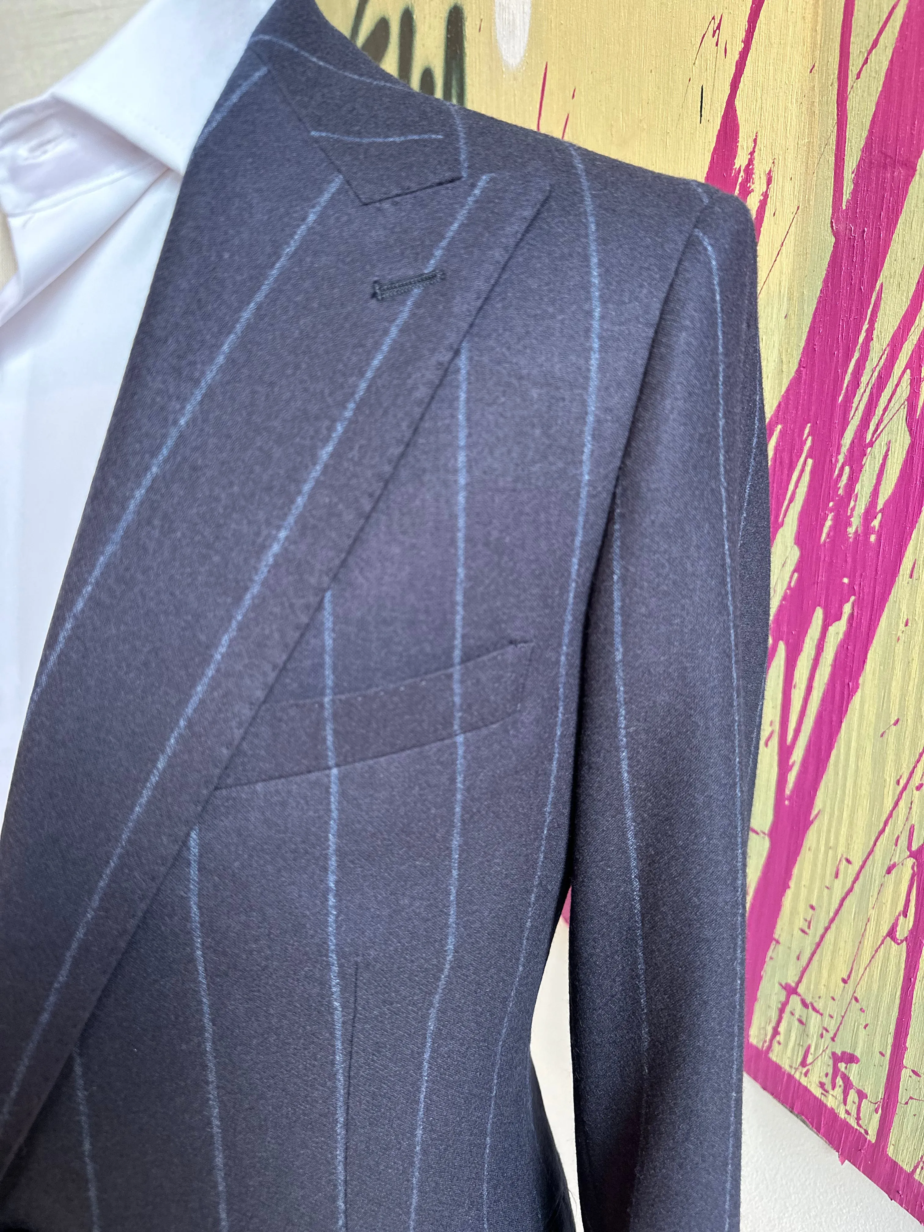 Navy Chalkstripe Flannel Premium Suit