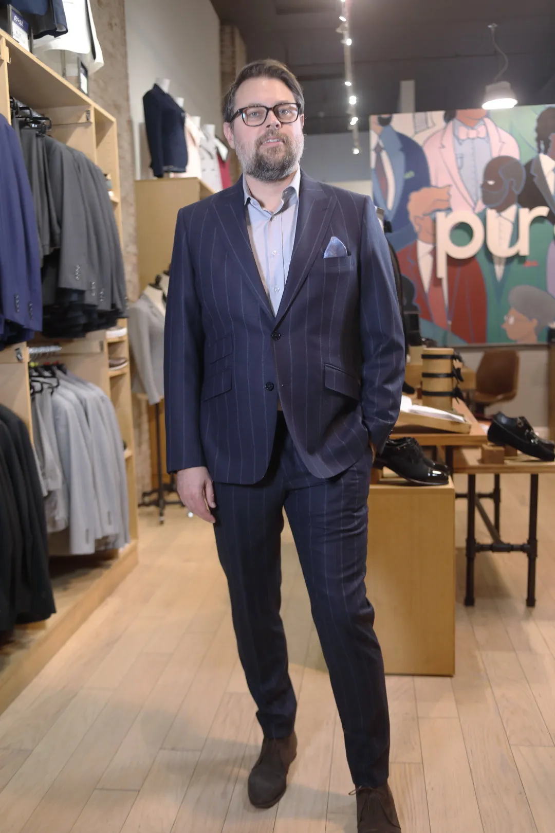 Navy Chalkstripe Flannel Premium Suit