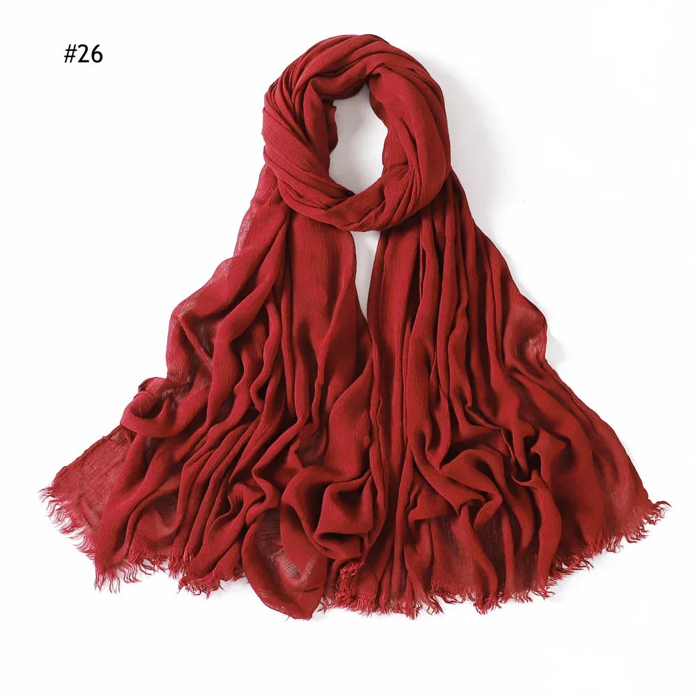 New Premium Solid Cotton Hijab Scarf for Muslim Women Wrap Headscarf Scarves Long Turbans Head Islamic Shawls Headband 51 Colors
