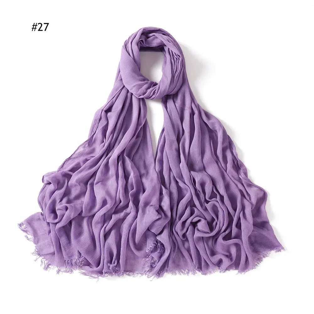 New Premium Solid Cotton Hijab Scarf for Muslim Women Wrap Headscarf Scarves Long Turbans Head Islamic Shawls Headband 51 Colors